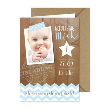 Einladung zum 1. Geburtstag Blue Sweetheart